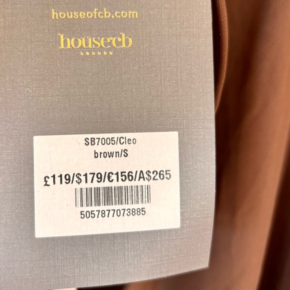 HOUSE of CB Small NWT CLEO Chocolate Chiffon Shirt Dress - Picture 16 of 16